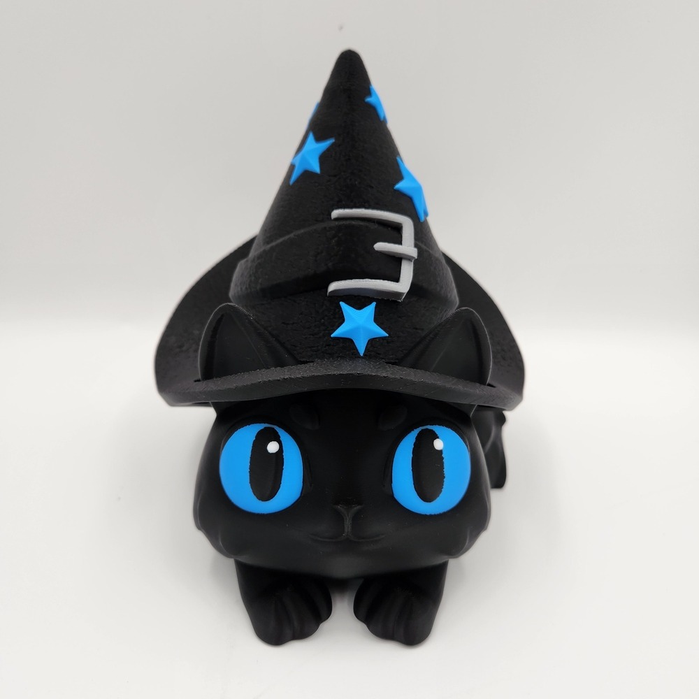 3D Printed Wizard Cat Candy Trinket Box Unisex Black Figurine Spooky Halloween